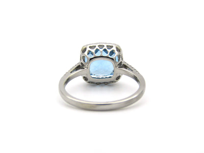 14K gold blue topaz and diamond ring by Browns.