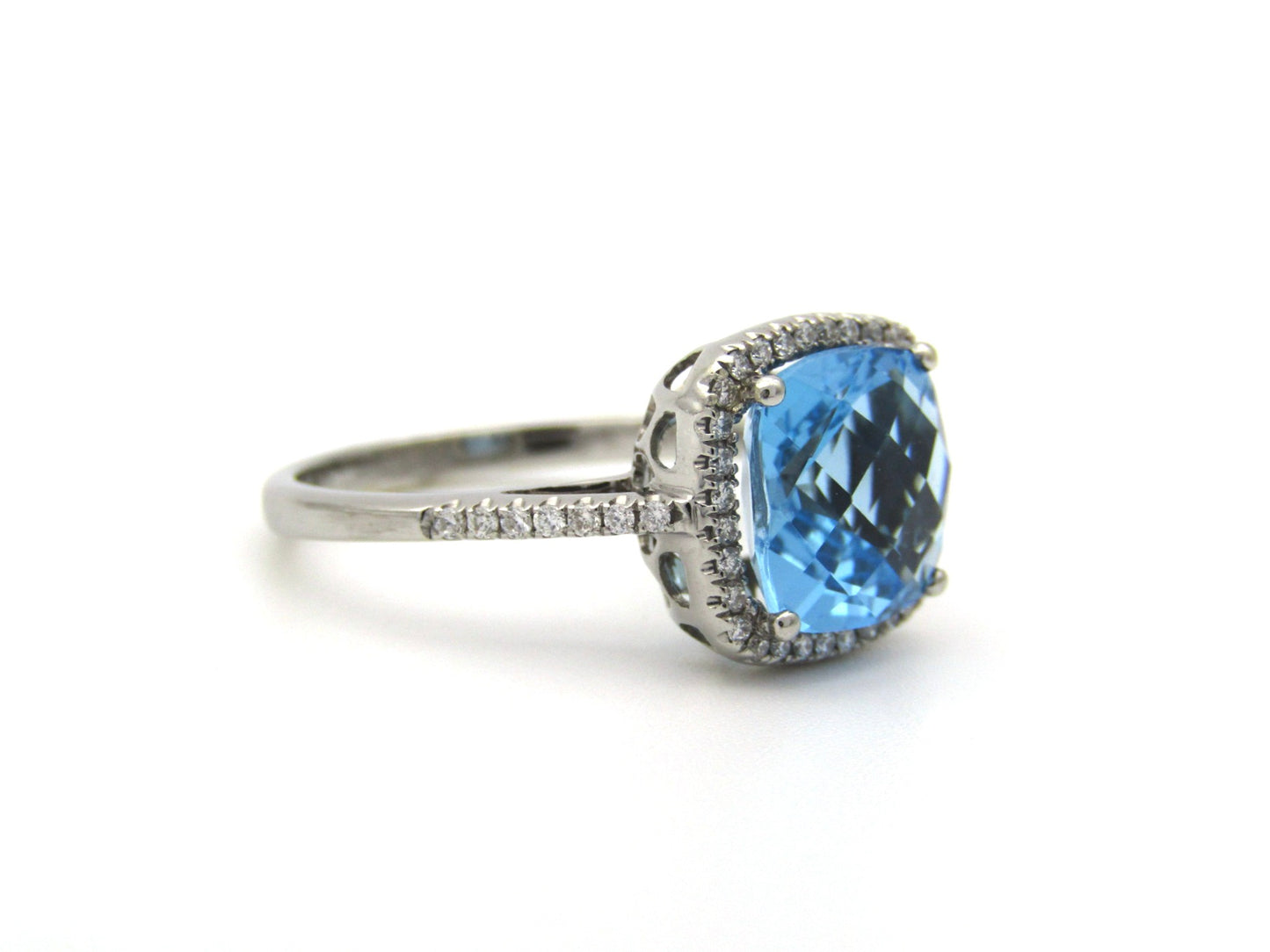 14K gold blue topaz and diamond ring by Browns.