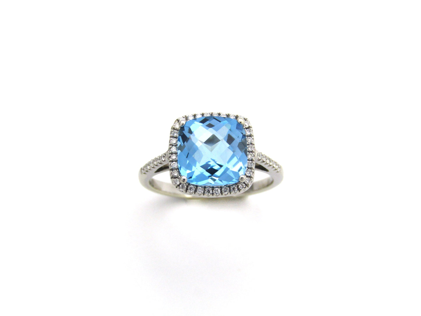 14K gold blue topaz and diamond ring by Browns.