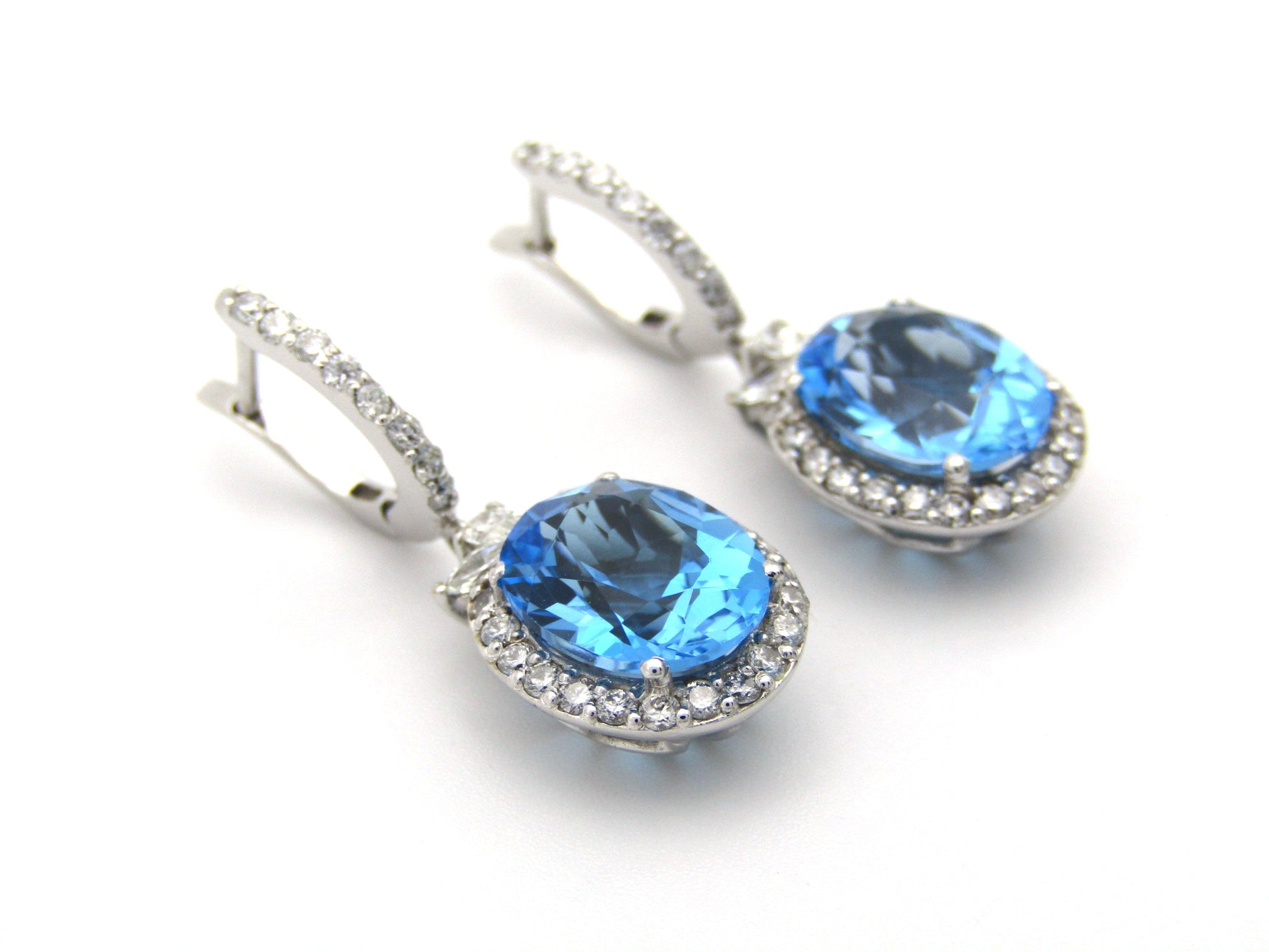 18K gold blue topaz and diamond earrings by Browns.