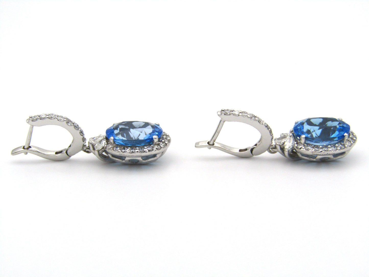 18K gold blue topaz and diamond earrings by Browns.